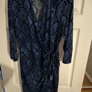 INC International Concepts Snakeskin Print Faux-Wrap Dress